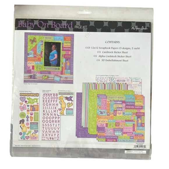 Baby on Board Scrapbook Kit 12 X 12 Sheets Stickers Chipboard Embellishments - Picture 2 of 2